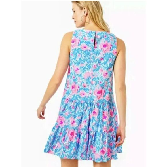 Lilly Pulitzer Trina Dress Bondi Blue My Little Peony, Spring Summer Beachy | XL - Picture 6 of 11